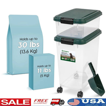 Airtight Pet Food Container Set with Scoop Durable Storage Bin Treats Easy Access