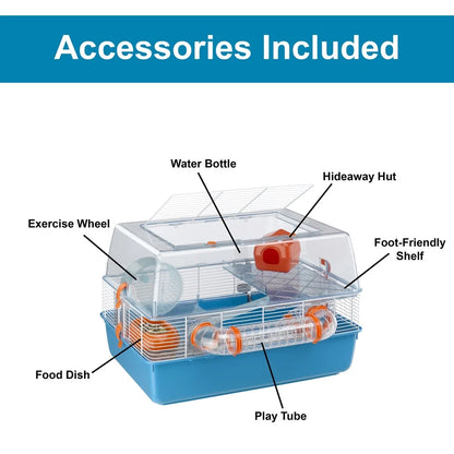 Interactive Multi-Tier Hamster Cage with Clear Living Area Accessories Easy Access Cleaning and Maintenance Ideal Small Pets