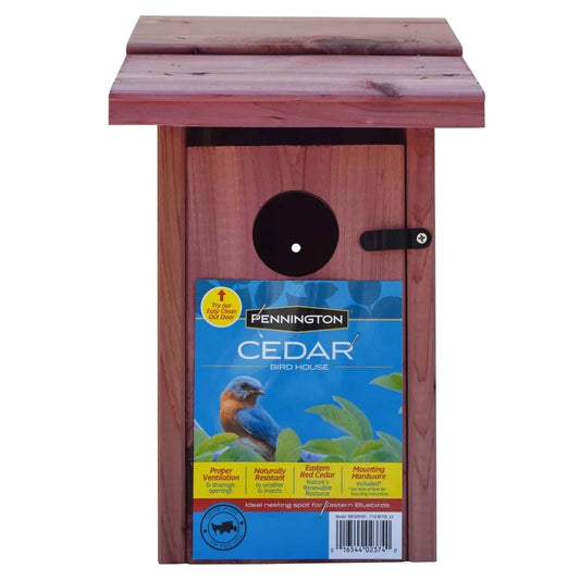 Red Cedar Bluebird House Outdoor Nesting Box  Weather Resistant Wild Bird Shelter