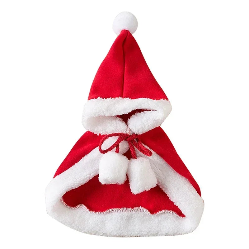 Funny Cat Costume Santa Pet Christmas Cape Dress Up Clothes Warm Red Scarf Cloak With Hat Pet Accessories