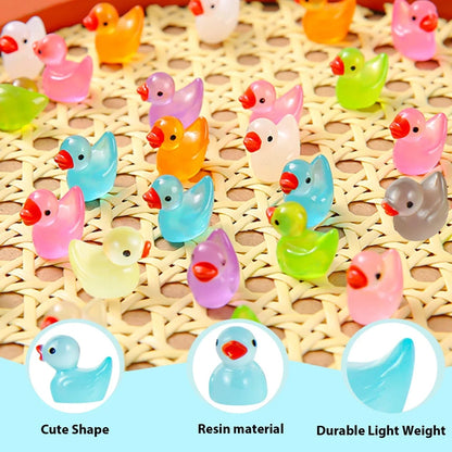 1000Pcs Luminous Mini Resin Duck Figurines Landscape Aquarium Cute Tiny Ornaments