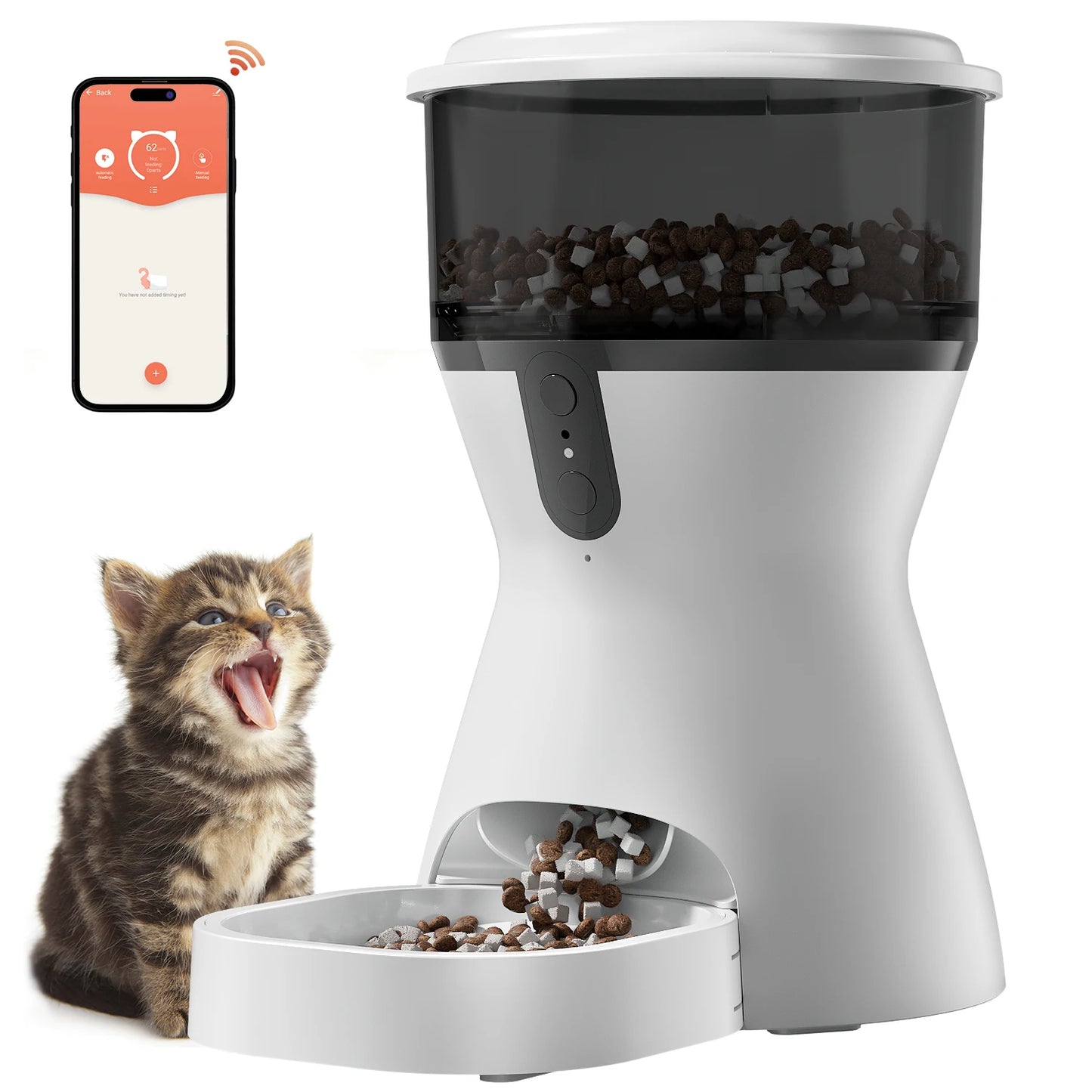 Automatic Cat Dry Food Dispenser, Dual Power Programmable
