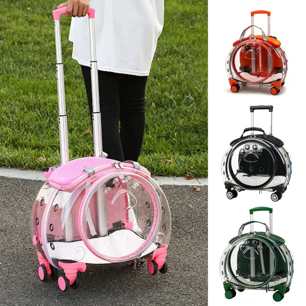 Pet Trolley Case Clear Ventilation Portable Cats Dogs Backpack for Travel