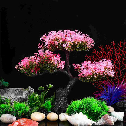 Turtle Tank Accessories for Fish Decor Bonsai Plastic Decorations