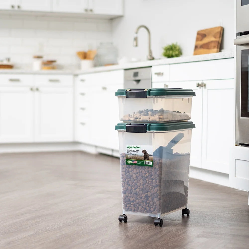 Airtight Pet Food Container Set with Scoop Durable Storage Bin Treats Easy Access