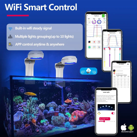 PopBloom WiFi Reef Aquarium LED Lighting, APP Program