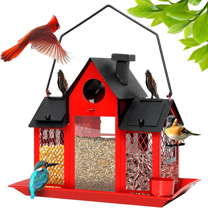 Large Solar Bird Feeders House for Outdoors Hanging ,Squirrel Proof w/Water Cup