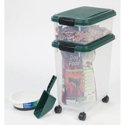 Airtight Pet Food Container Set with Scoop Durable Storage Bin Treats Easy Access