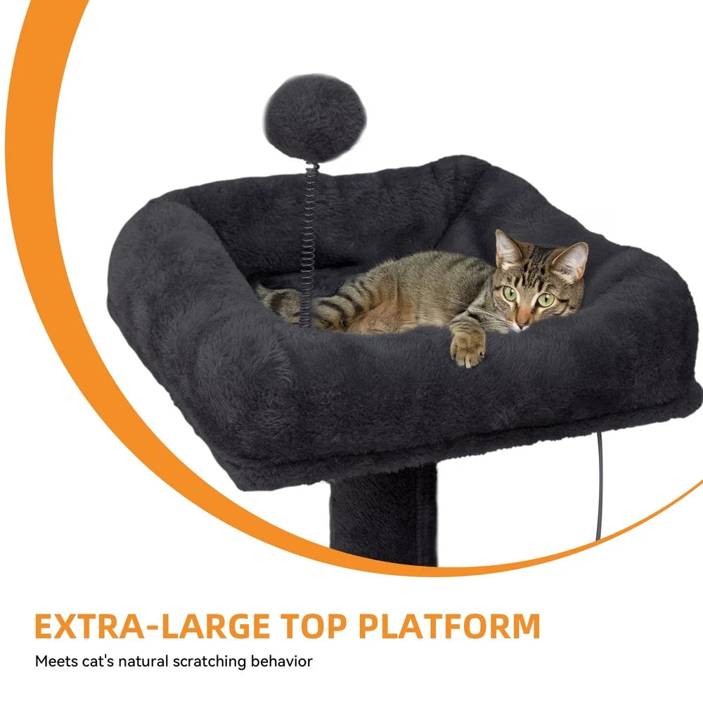Multi-Level Cat Tree with Scratching Posts Caves Hammock Plush Fabric Interactive Play