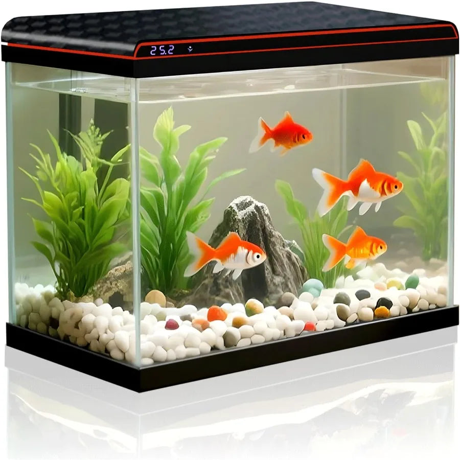 Large Smart Aquarium with Self Cleaning Pump 3 Color LED Lights Water Temperature Detection System