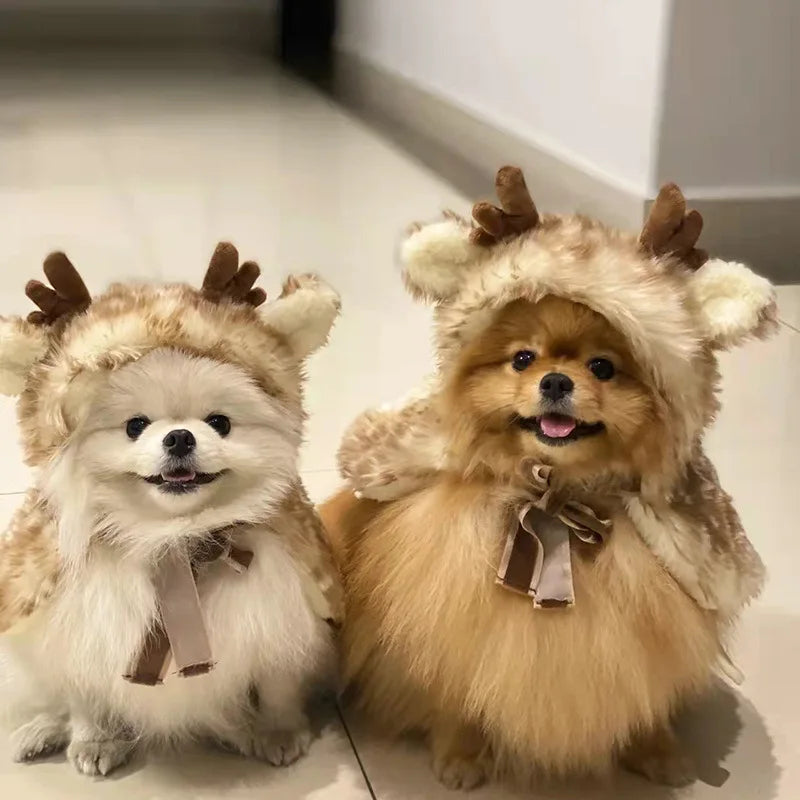 Halloween Costume Elk Cloak Dog Costumes for Small Dogs Cute Christmas Cat Clothes