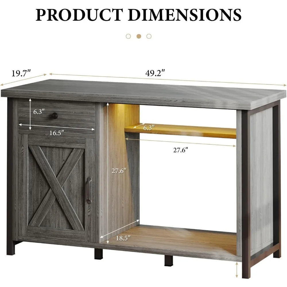 Aquarium Stand with LED Lighting Power Outlets Drawer Storage