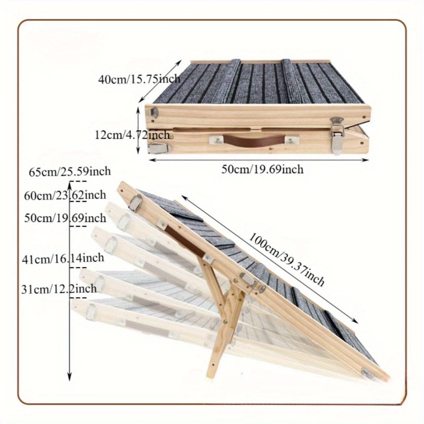 Dog Ramp - Folding, Wooden Non-Slip for injured, elderly