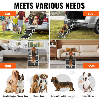 Wide Dog Steps Folding Portable Aluminum for Cars SUVS and Trucks