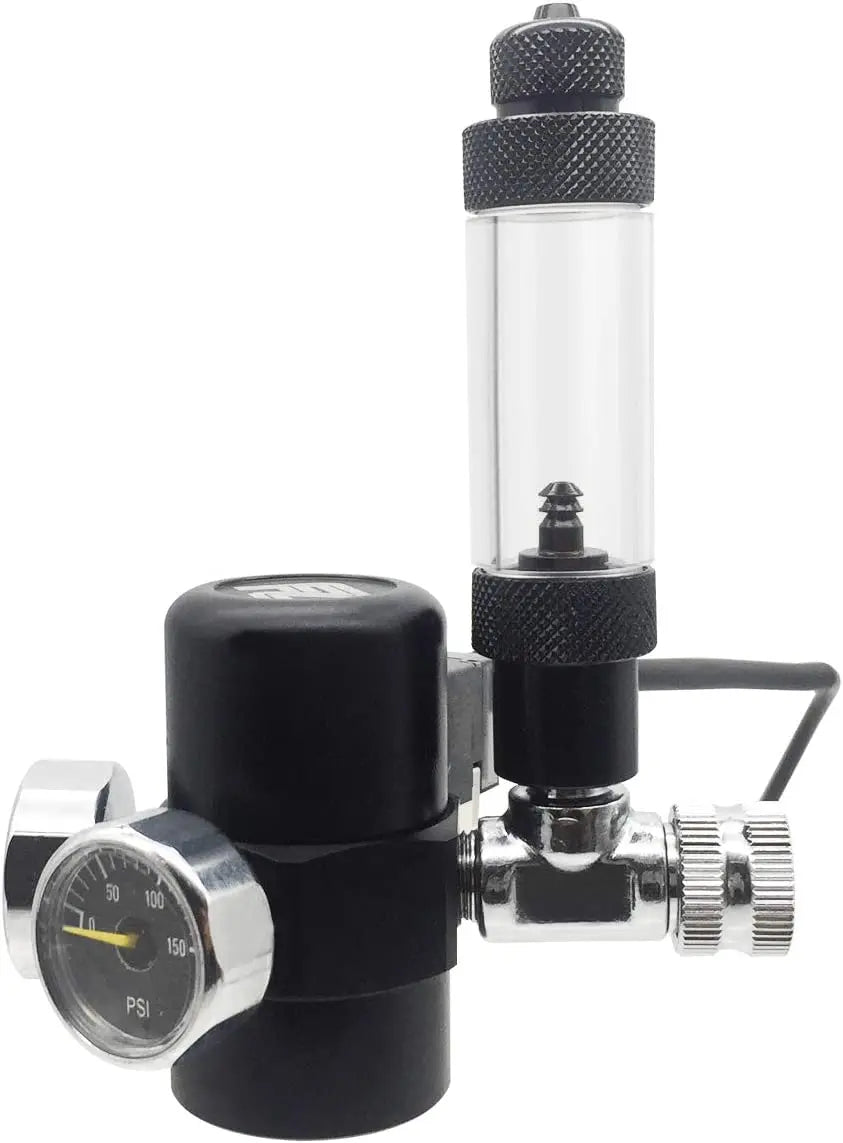 FZONE Aquarium CO2 Regulator for Paintball with DC Solenoid and Aluminum Alloy Bubble Counter and Check Valve For Plant Tank