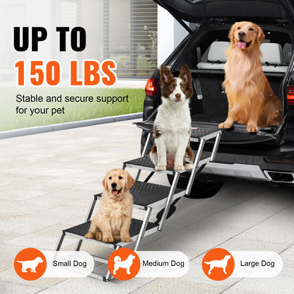 Wide Dog Steps Folding Portable Aluminum for Cars SUVS and Trucks