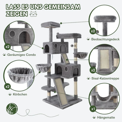 Multi-Level Indoor Big Feline/Cozy Plush Perches/Condo/Sisal Scratching Posts/Hammock