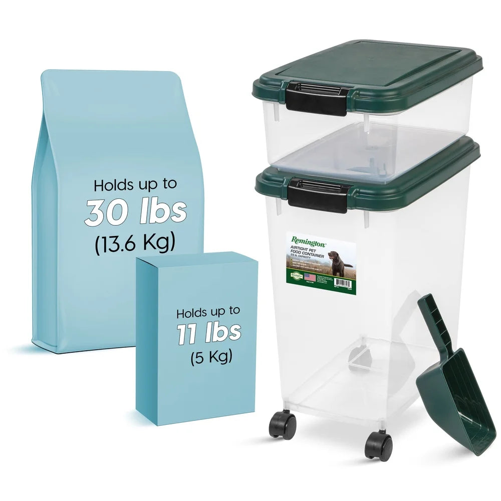 Airtight Pet Food Container Set with Scoop Durable Storage Bin Treats Easy Access
