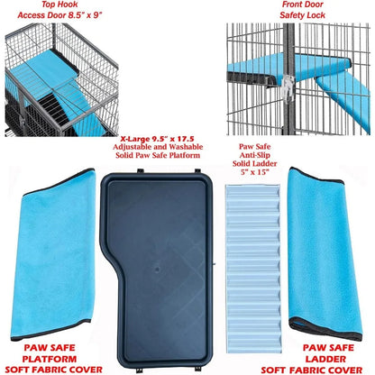 Deluxe Two Tiers Small Animal Critter Cage  1 2Inch Bar Spacing for Ferrets Chinchillas Rats Mice Squirrels Rabbits