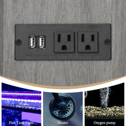 Aquarium Stand with LED Lighting Power Outlets Drawer Storage