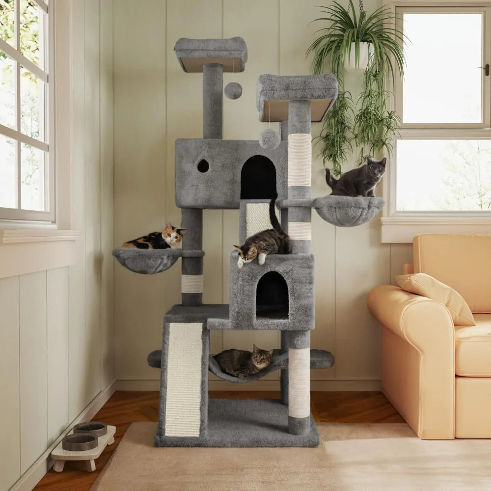 Multi-Level Indoor Big Feline/Cozy Plush Perches/Condo/Sisal Scratching Posts/Hammock