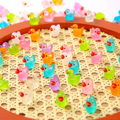 1000Pcs Luminous Mini Resin Duck Figurines Landscape Aquarium Cute Tiny Ornaments