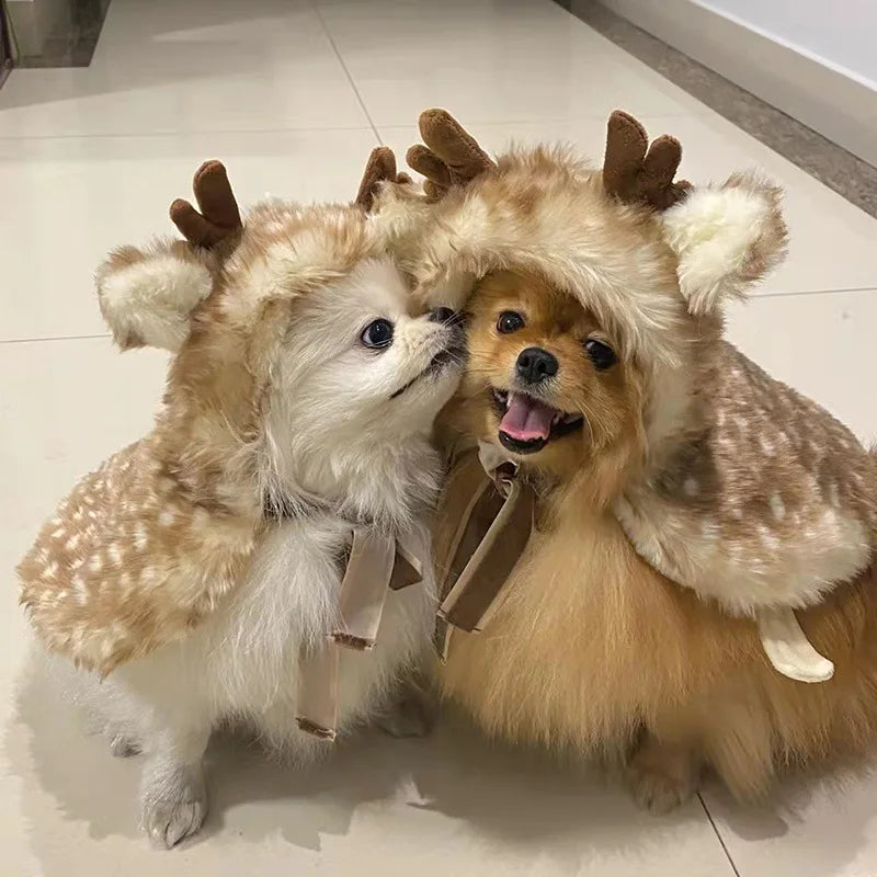 Halloween Costume Elk Cloak Dog Costumes for Small Dogs Cute Christmas Cat Clothes