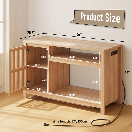 Aquarium Fish Tank Stand with Built-in Power Outlet & Storage Cabinet, Heavy Duty for Turtles