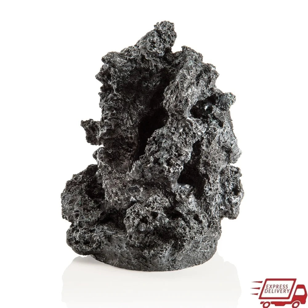 Black Mineral Stone Sculpture Aquarium Decor Durable Resin Underwater Decoration
