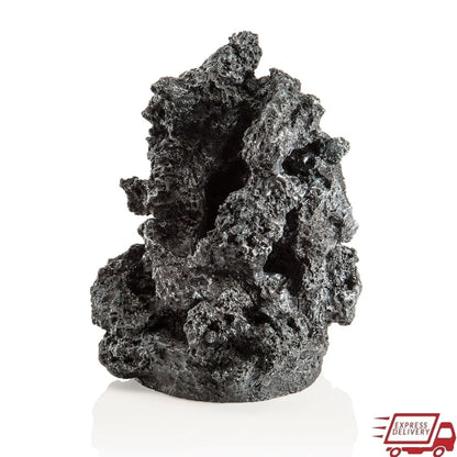 Black Mineral Stone Sculpture Aquarium Decor Durable Resin Underwater Decoration