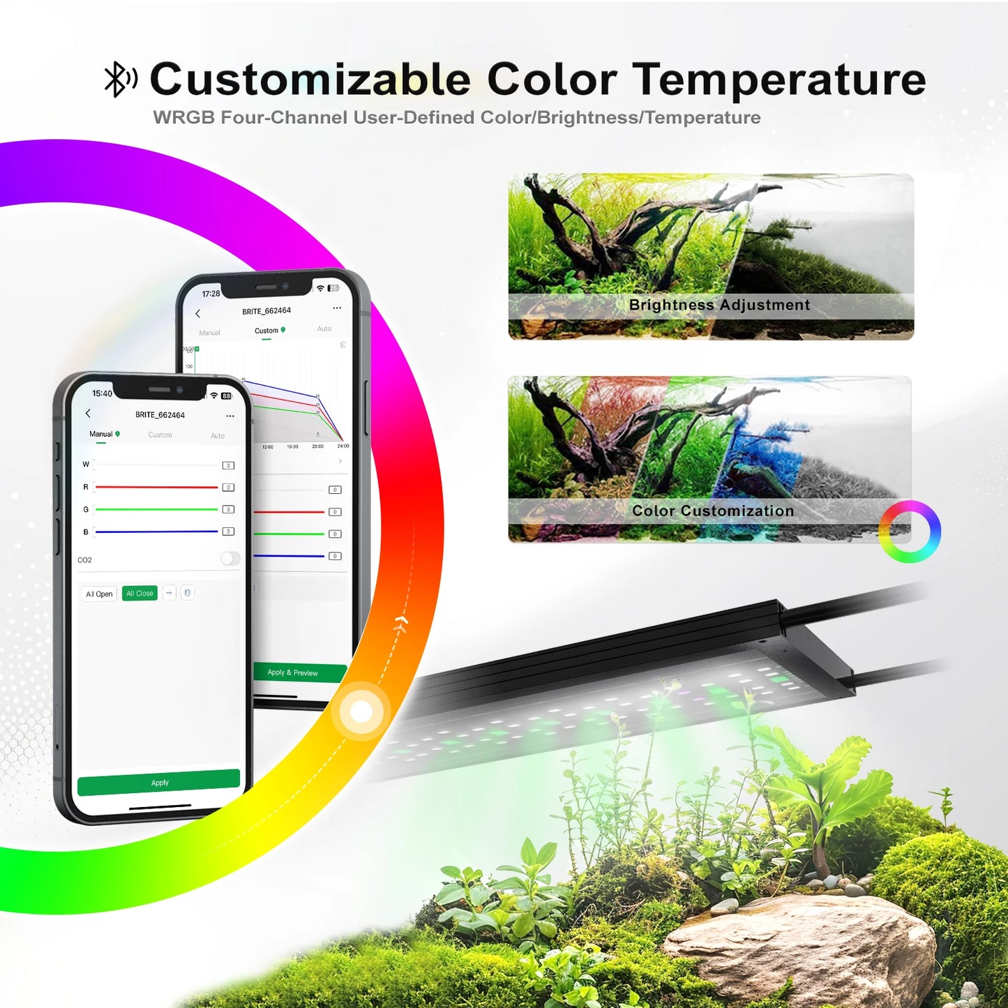 Auto Aquarium LED Light Custom Sunrise/Sunset Colors in Manual