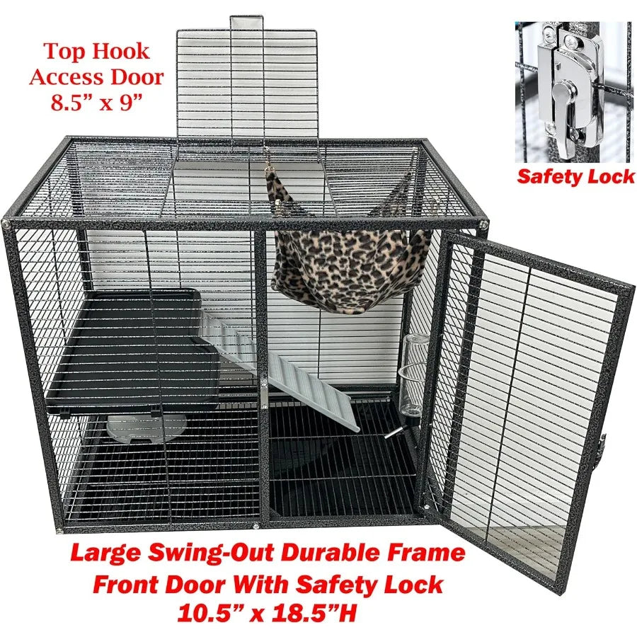Deluxe Two Tiers Small Animal Critter Cage  1 2Inch Bar Spacing for Ferrets Chinchillas Rats Mice Squirrels Rabbits