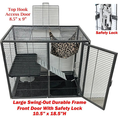 Deluxe Two Tiers Small Animal Critter Cage  1 2Inch Bar Spacing for Ferrets Chinchillas Rats Mice Squirrels Rabbits
