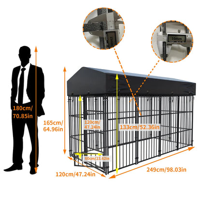 Heavy Duty Large Dog Kennel Welded Metal Cage with Roof Pet Run Enclosure Playpen House Outdoor Indoor
