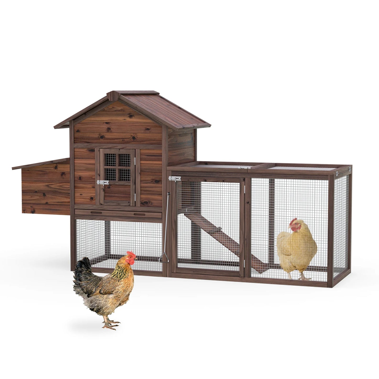 Chicken Coop for 5 Chickens Wooden Indoor Outdoor Hen Fence with Nesting Box & Removable Tray