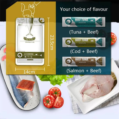 Wet Food Snacks Cod Tuna Beef Pet Food Supplement Protein DHA Cat Sauce Make Hair Beautiful