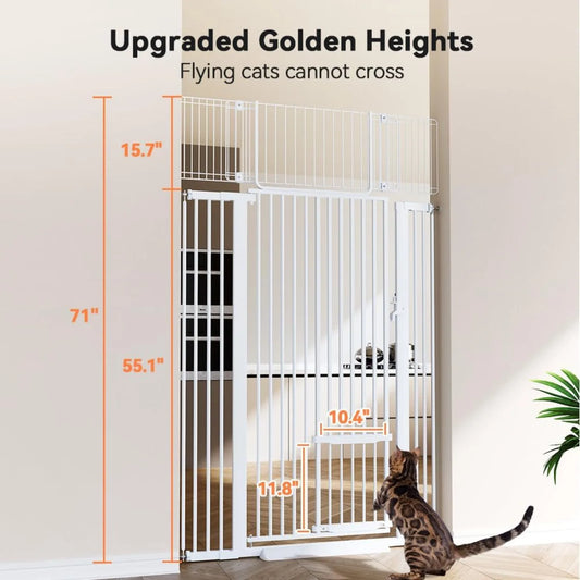 Extra Tall Pet Gate for Cats, Extra Wide Adjustable