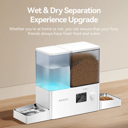 2In1 Automatic Pet Feeder Gravity Water Fountain Auto Cat Kibble Dispenser