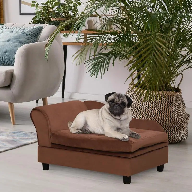 Luxury Dog Bed for Small Breeds with Hidden Storage,