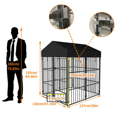 Heavy Duty Large Dog Kennel Welded Metal Cage with Roof Pet Run Enclosure Playpen House Outdoor Indoor
