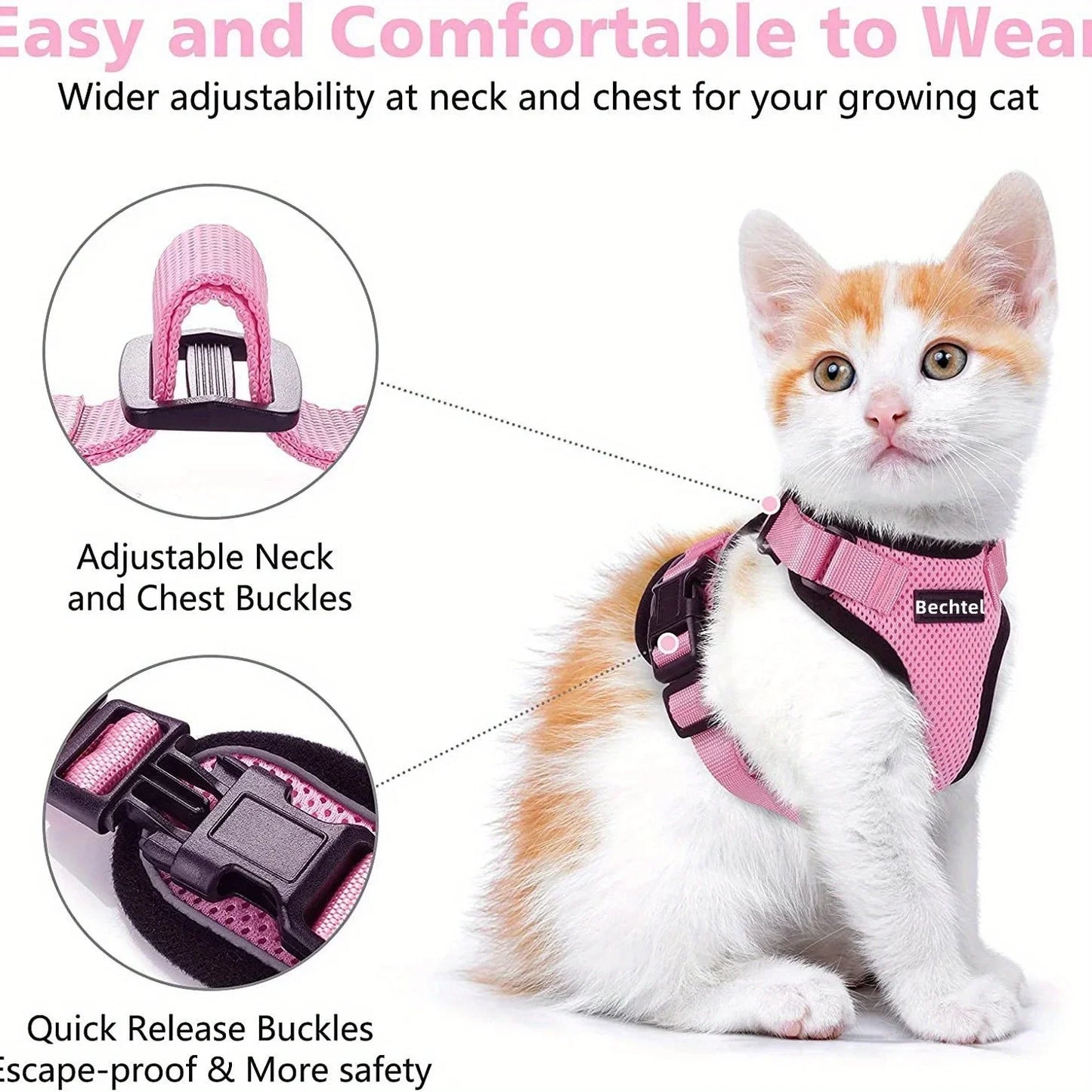 Adjustable Leash Non-Slip Cat Leash Vest Pet Chest Carrier