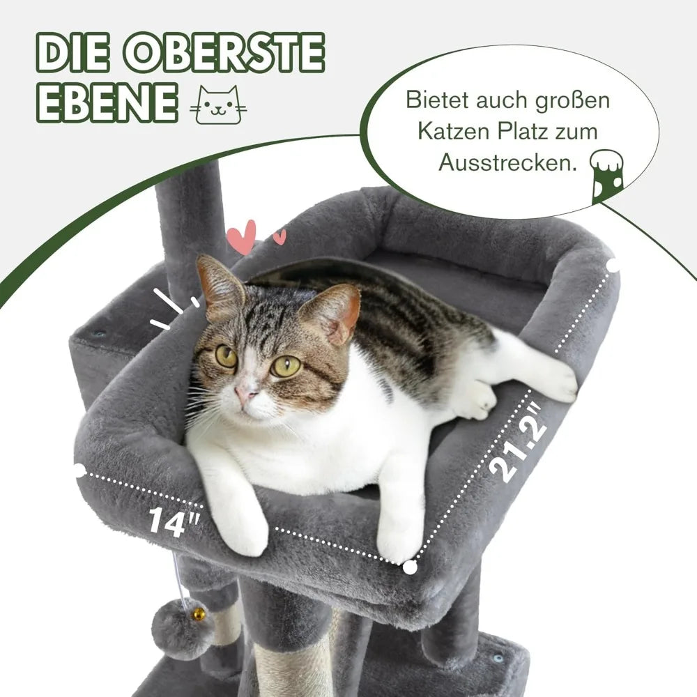 Multi-Level Indoor Big Feline/Cozy Plush Perches/Condo/Sisal Scratching Posts/Hammock