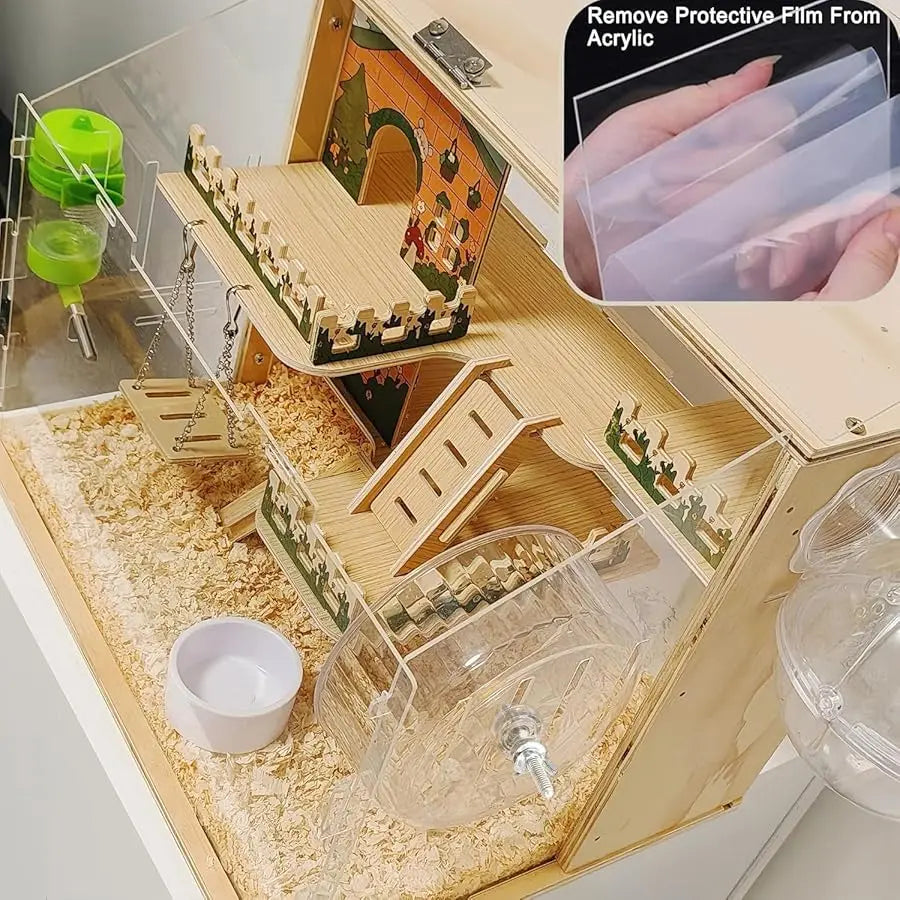 Wooden Hamster Cage with All Accessories