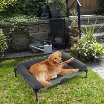 Outdoor Elevated Dog Bed Cooling Raised Pet Lounger Bed Mesh Cot