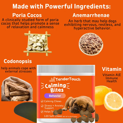 360 Chews - 3 Pack Tender Touch Calming Natural Dog Anxiety  for Everyday Stress