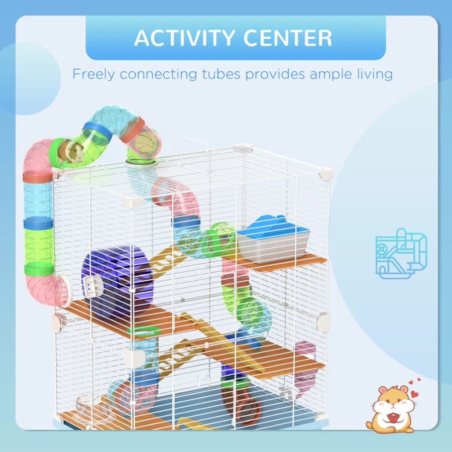 Hamster Cage with Tubes and Tunnels Small Animal Cage with Water Bottle