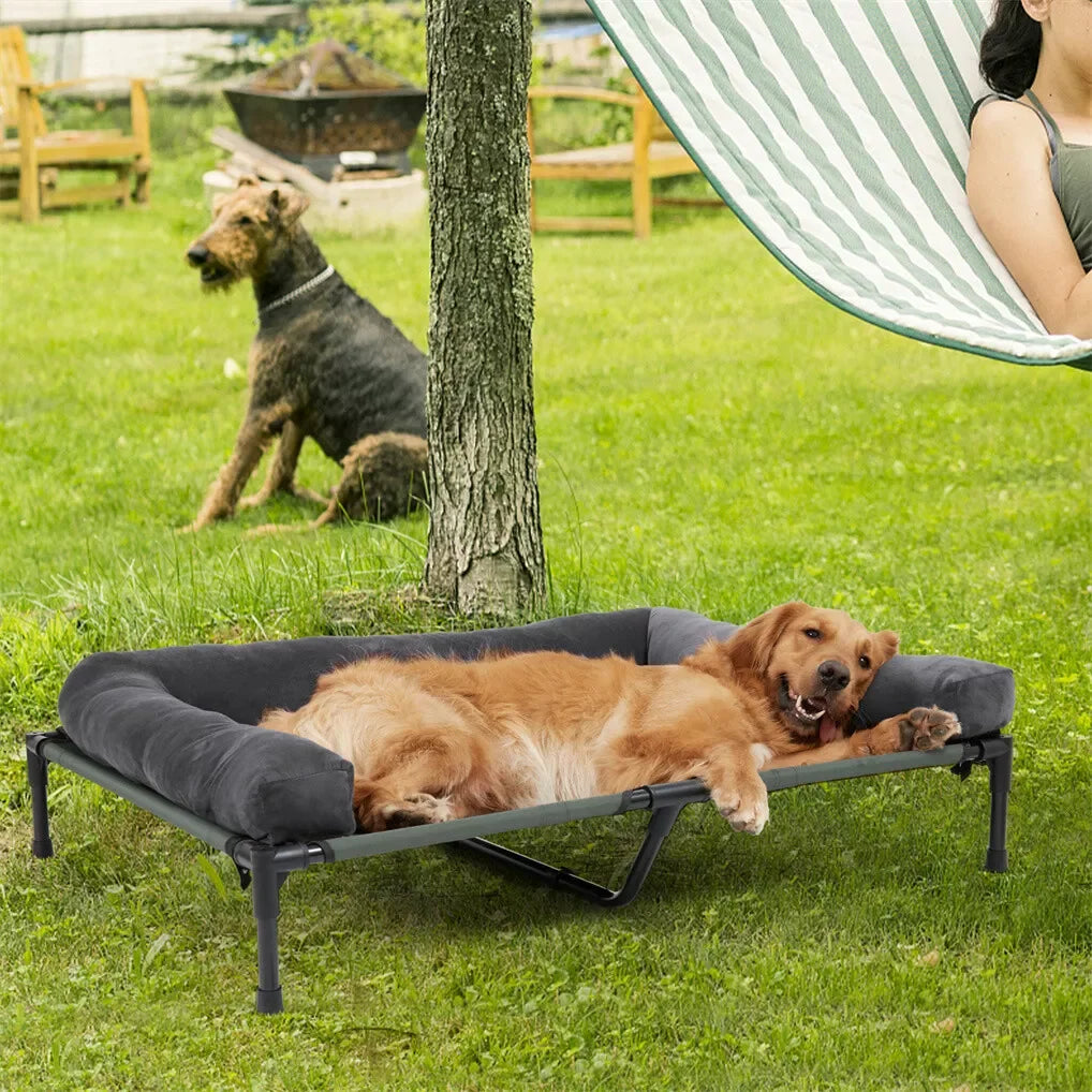Outdoor Elevated Dog Bed Cooling Raised Pet Lounger Bed Mesh Cot