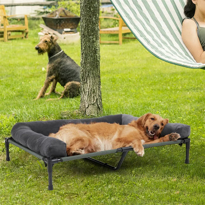 Outdoor Elevated Dog Bed Cooling Raised Pet Lounger Bed Mesh Cot