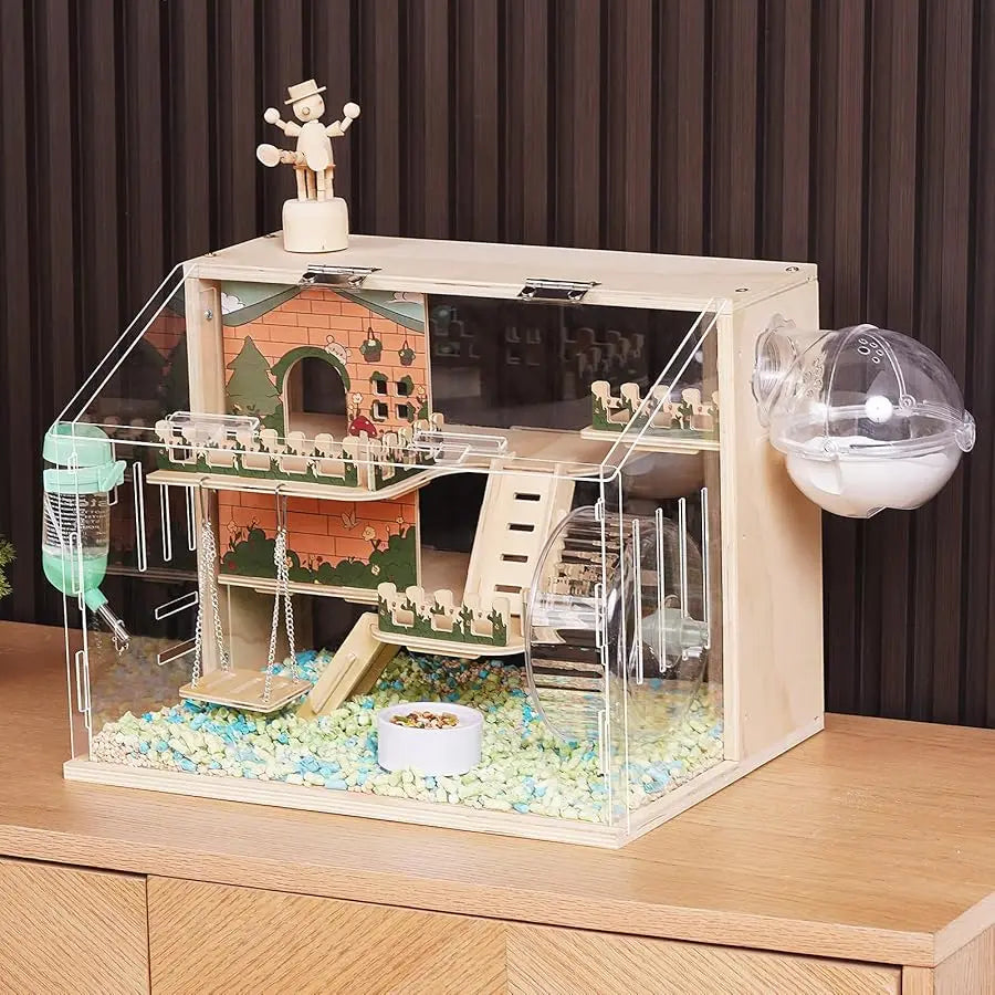 Wooden Hamster Cage with All Accessories