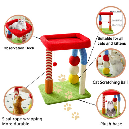 Tower with Scratching Post, Modern Cat Furniture  Colorful Climbing Frame